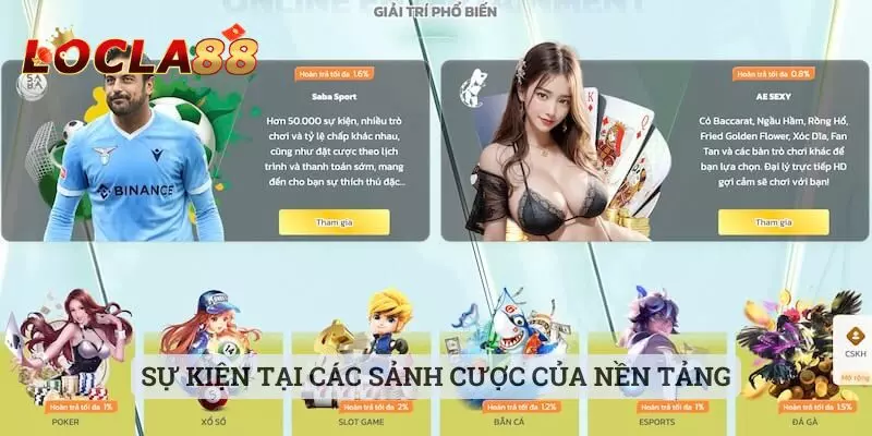 khuyến mãi locla88 Sự kiện tại các sảnh cược của nền tảng